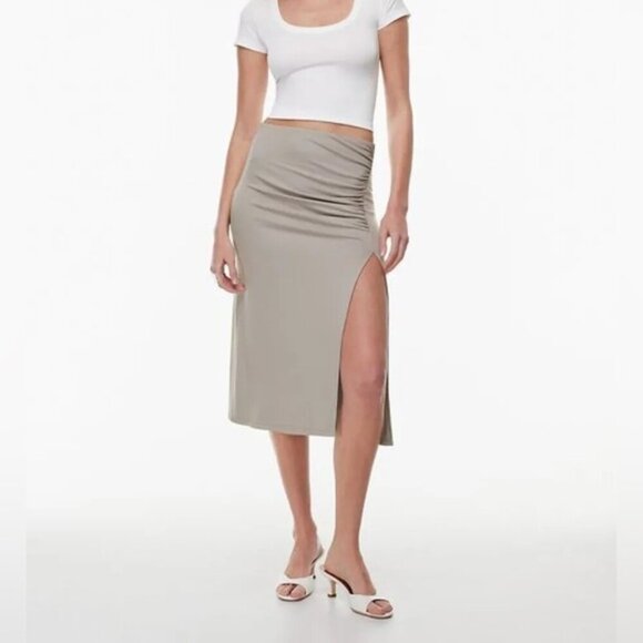 Wilfred Aritzia vespa ruche front slit midi skirt Sz L - Picture 1 of 10